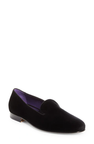 Shop Ralph Lauren Purple Label Alonzo Smoking Slipper In Black