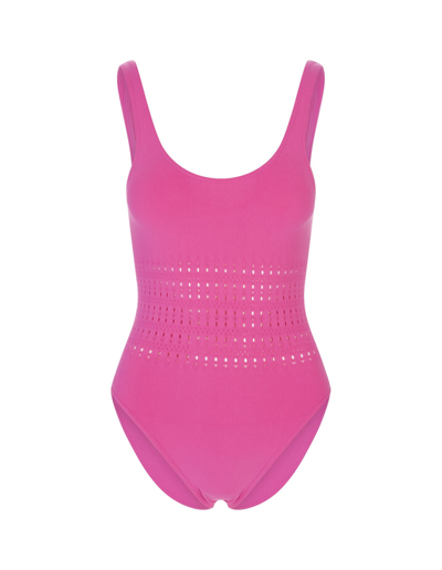 Shop Alaïa Seamless Fuchsia One-piece Swimsuit In Rosa Fluo