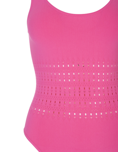 Shop Alaïa Seamless Fuchsia One-piece Swimsuit In Rosa Fluo