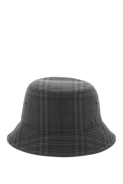 Shop Burberry Vintage Check Cotton Bucket Hat In Grey
