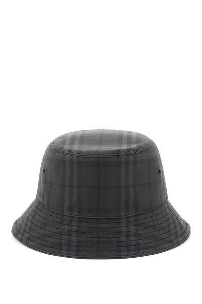 Shop Burberry Vintage Check Cotton Bucket Hat In Grey