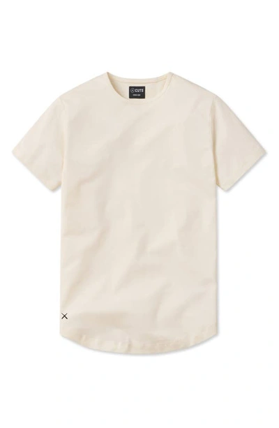 Shop Cuts Ao Curve Hem Cotton Blend T-shirt In Ivory
