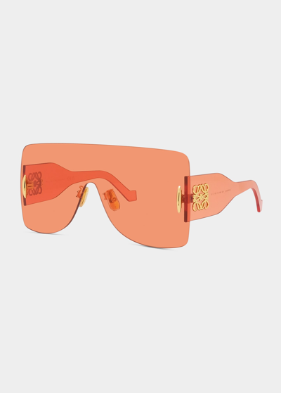 Shop Loewe Anagram Nylon Shield Sunglasses In Shiny Orange