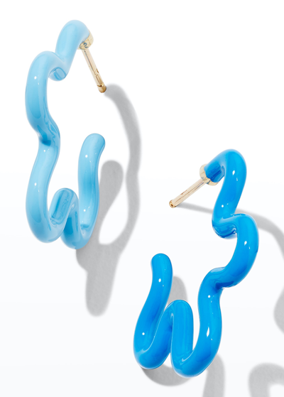Shop Bea Bongiasca Two-tone Asymmetrical Flower Earrings With Enamel In Blue