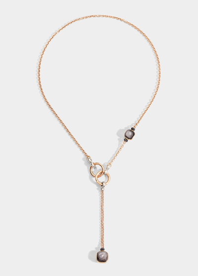 Shop Pomellato Nudo 18k Rose Gold Lariat Necklace With Obsidian And Black Diamonds
