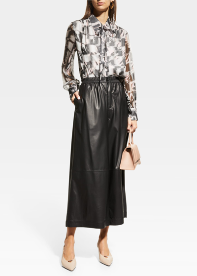 Shop Jason Wu Abstract-print Button-down Silk Blouse In Black/pink