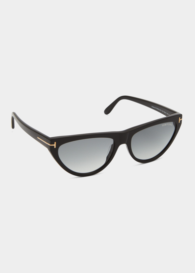 Shop Tom Ford Amber-02 Plastic Cat-eye Sunglasses In Black Pattern