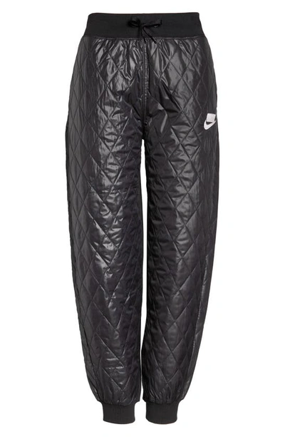 Shop Nike Sportswear Sport Pack Diamond Quilted Jogger Pants In Black/ Black/ Black/ White