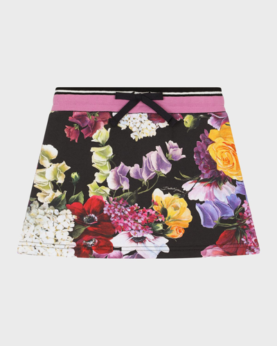 Shop Dolce & Gabbana Girl's Floral Ortensia Sweat Skirt In Multi Floral