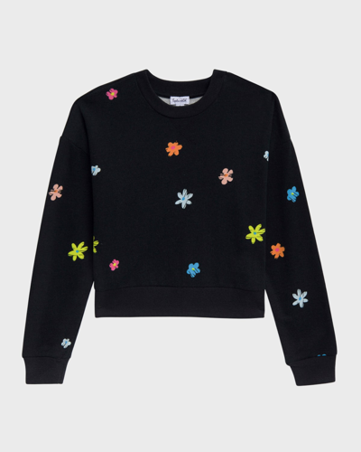 Shop Splendid Girl's Jada Floral Graphic Sweater In Black