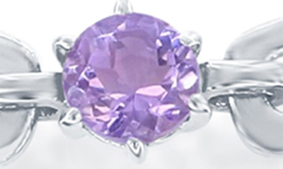 Simona Sterling Silver Paperclip Link & Amethyst Bracelet In Amethyst
