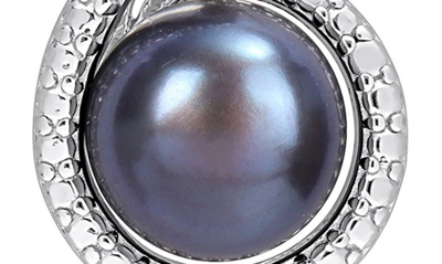 Delmar Sterling Silver 8-8.5mm Black Freshwater Pearl & Diamond Pendant Necklace In Black