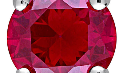 Delmar Sterling Silver Solitaire Created Ruby Stud Earrings & Necklace In Red