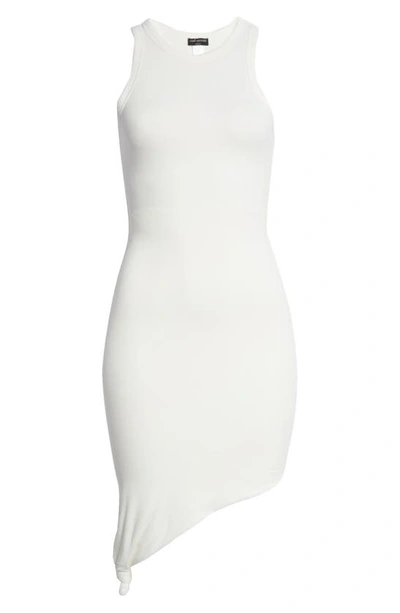 Shop Naked Wardrobe Side Tie Asymmetric Hem Tank Dress In White