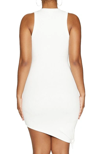 Shop Naked Wardrobe Side Tie Asymmetric Hem Tank Dress In White