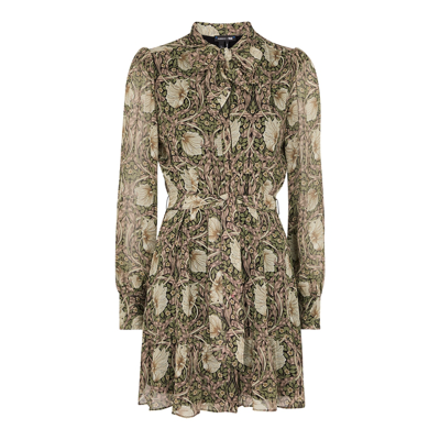 Shop Paige X Morris & Co. Vittoria Printed Silk-georgette Dress In Brown