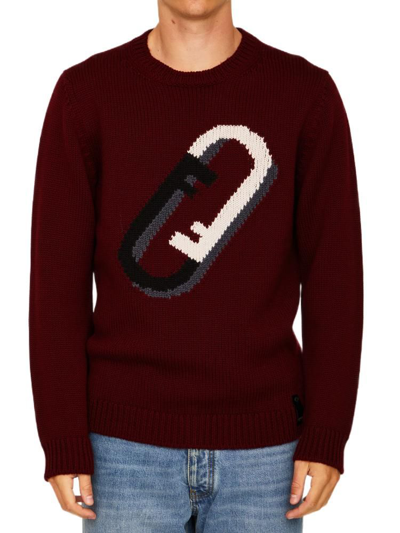 Shop Fendi Men's Burgundy Other Materials Sweater