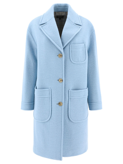 Shop Apc A.p.c. Women's Light Blue Wool Coat