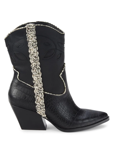 Shop Dolce Vita Women's Lori Croc-embossed & Cutout Leather Boots In Black Steel