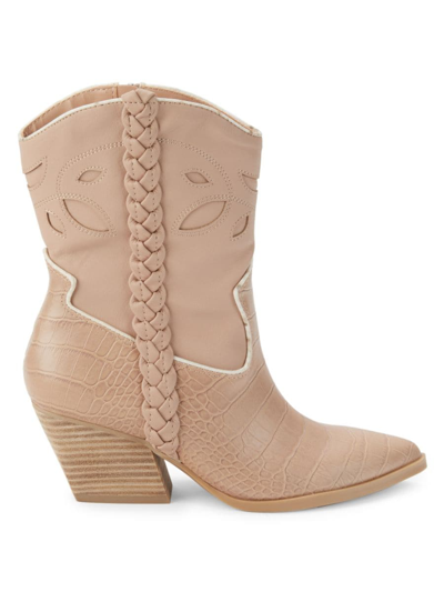 Shop Dolce Vita Women's Lori Croc-embossed & Cutout Leather Boots In Blush