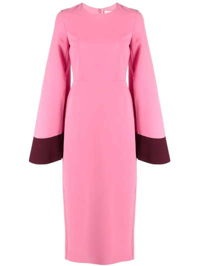 Shop Roksanda Zimara Flared Sleeves Midi Dress In Pink