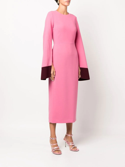 Shop Roksanda Zimara Flared Sleeves Midi Dress In Pink