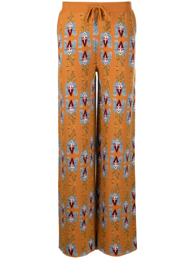 Shop La Doublej Amphora Jacquard Trousers In Orange