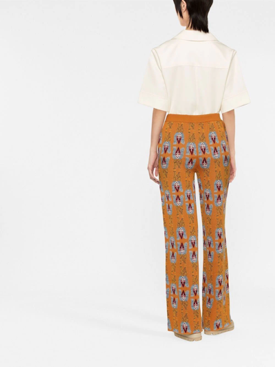 Shop La Doublej Amphora Jacquard Trousers In Orange