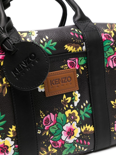 Shop Kenzo Floral-print Shoulder Bag In Schwarz
