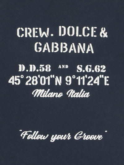 Shop Dolce & Gabbana Navy-slogan-print Logo T-shirt In Blue