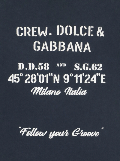 Dolce & Gabbana Navy-slogan-print Logo T-shirt In Blue
