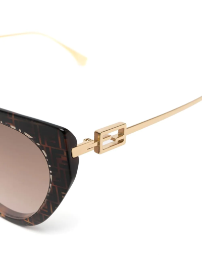 Shop Fendi Monogram Cat-eye Frame Sunglasses In Brown