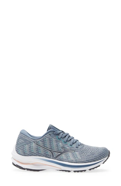 Shop Mizuno Wave Rider 25 Knit Sneaker In Quarry-vaporous Grey