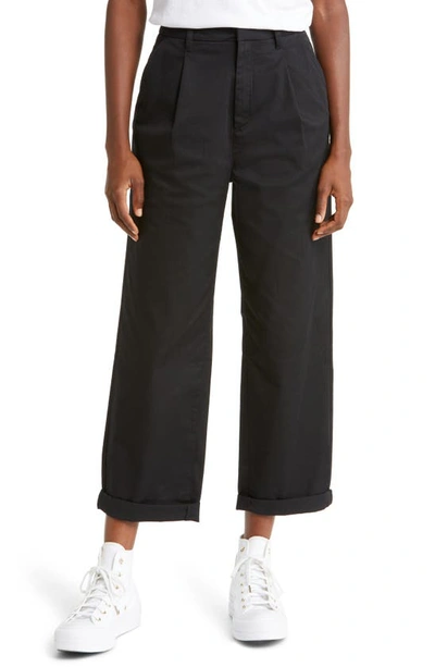 Shop Brixton Victory High Waist Wide Leg Ankle Pants In Jet Black