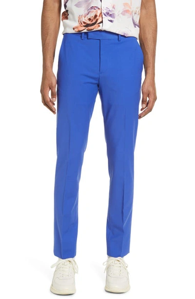 Shop Open Edit Solid Extra Trim Wool Blend Trousers In Blue Dazzle