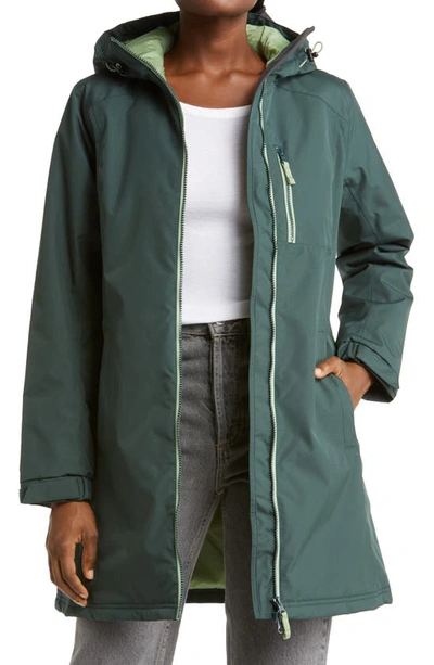 Shop Helly Hansen 'belfast' Long Waterproof Winter Rain Jacket In Darkest Spruce