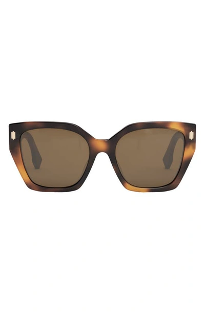 Shop Fendi The  Bold 54mm Geometric Sunglasses In Blonde Havana / Brown Polar