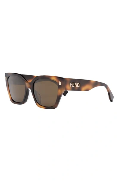 Shop Fendi The  Bold 54mm Geometric Sunglasses In Blonde Havana / Brown Polar