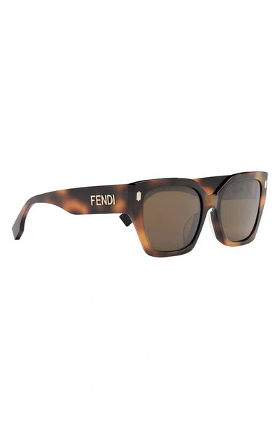 Shop Fendi The  Bold 54mm Geometric Sunglasses In Blonde Havana / Brown Polar