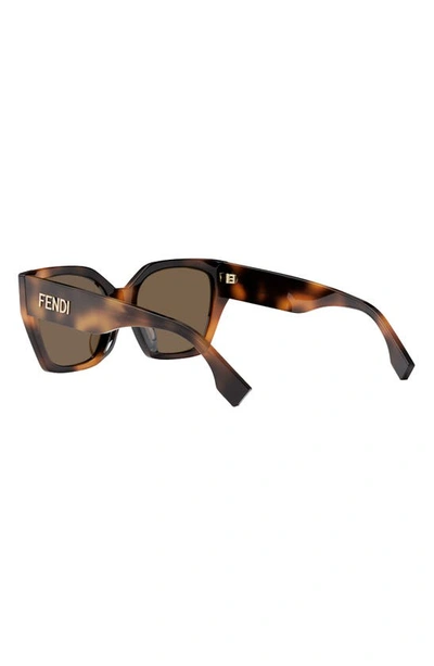 Shop Fendi The  Bold 54mm Geometric Sunglasses In Blonde Havana / Brown Polar