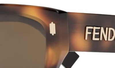 Shop Fendi The  Bold 54mm Geometric Sunglasses In Blonde Havana / Brown Polar