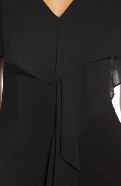Shop Adrianna Papell Jersey Chiffon Ruffle Dress In Black