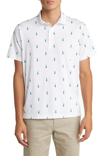 Shop Alton Lane Happy Hours Print Stretch Polo In White Craft Brew