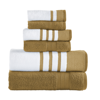 Shop Modern Threads 6-piece Quick Dry White/contrast Towel Set Reinhart In Yellow