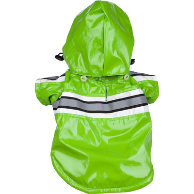Shop Pet Life 'reflecta-glow' Reflective Waterproof Adjustable Dog Raincoat Jacket W/ Removable Hood In Green
