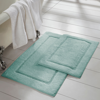 Shop Modern Threads 2-pack Solid Loop With Non-slip Backing Bath Mat Set In Blue