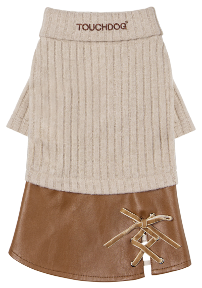 Shop Touchdog 'modress' Fashion Designer Dog Sweater And Dress In Brown