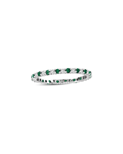 Shop Suzy Levian 14k 0.55 Ct. Tw. Diamond & Emerald Eternity Ring In Green