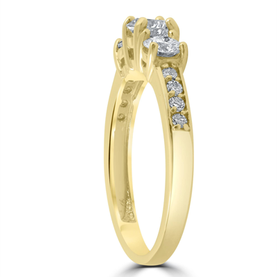 Pompeii3 1 1/2 Cttw Diamond 3-stone Engagement Anniversary Ring 14k Yellow Gold In Yellow