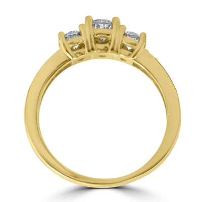 Pompeii3 1 1/2 Cttw Diamond 3-stone Engagement Anniversary Ring 14k Yellow Gold In Yellow